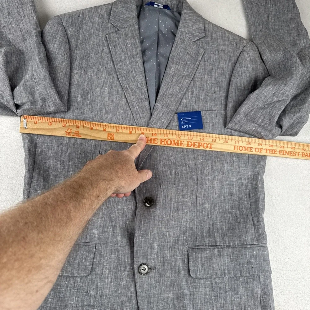 New! Apt 9 Mens Linen Blazer 38R Slim Fit Lightweight Bluish Gray Preppy Office